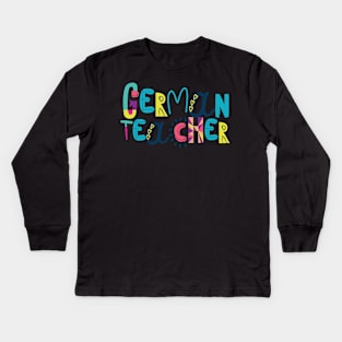 Cute German Teacher Gift Idea Back to School Kids Long Sleeve T-Shirt